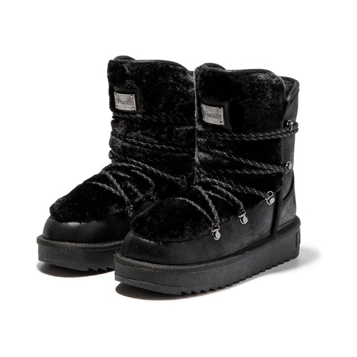Botines Planos Mujer D.franklin Nordic Trk Fur Negro Negro