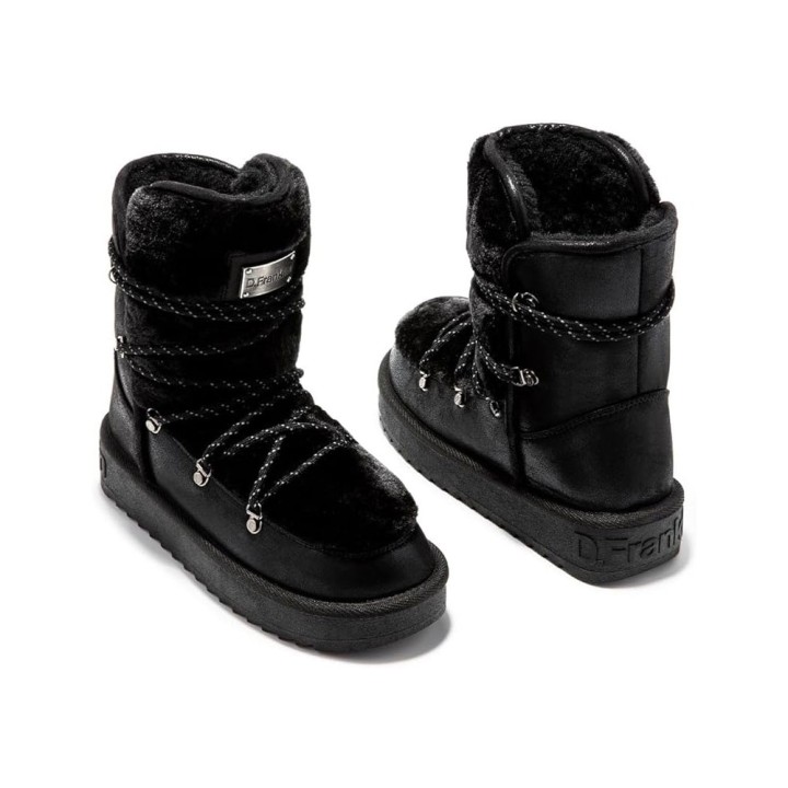 Botines Planos Mujer D.franklin Nordic Trk Fur Negro Negro