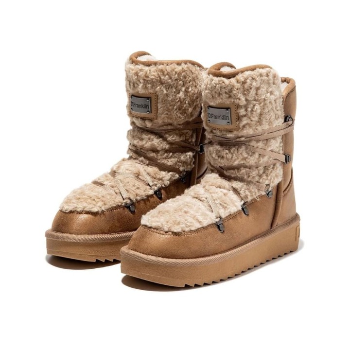 Botines Planos Mujer D.franklin Nordic Fur Sand Cuero