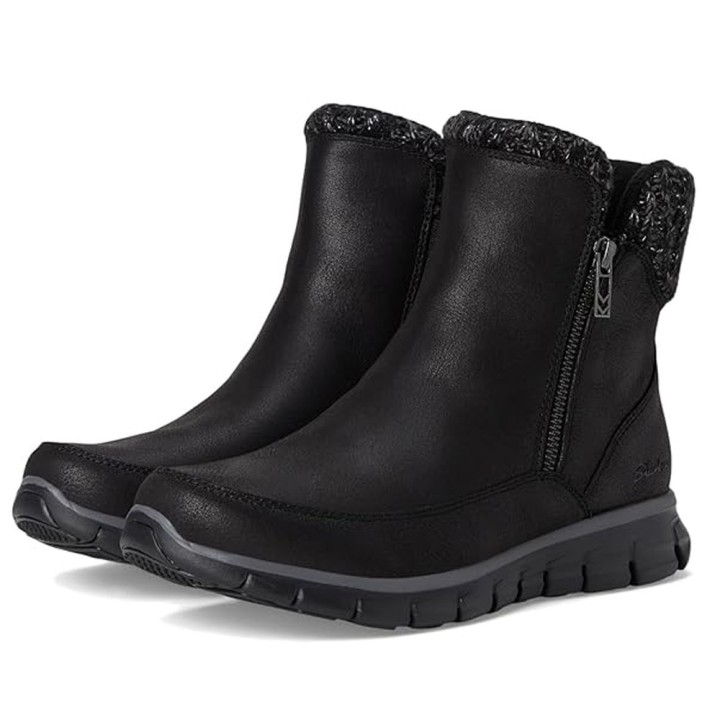 Botines Planos Skechers Synergy Mujer Negro-negro