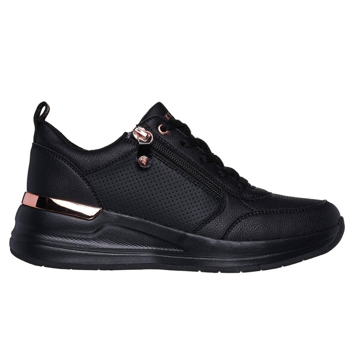 Sneakers Skechers Billion 2 Fine Shine Mujer Negro-negro