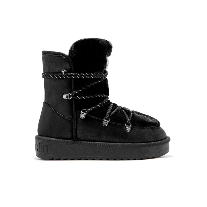 Botines Planos Mujer D.franklin Nordic Trk Fur Negro Negro