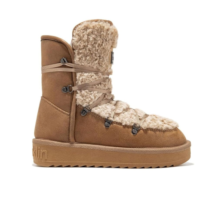 Botines Planos Mujer D.franklin Nordic Fur Sand Cuero