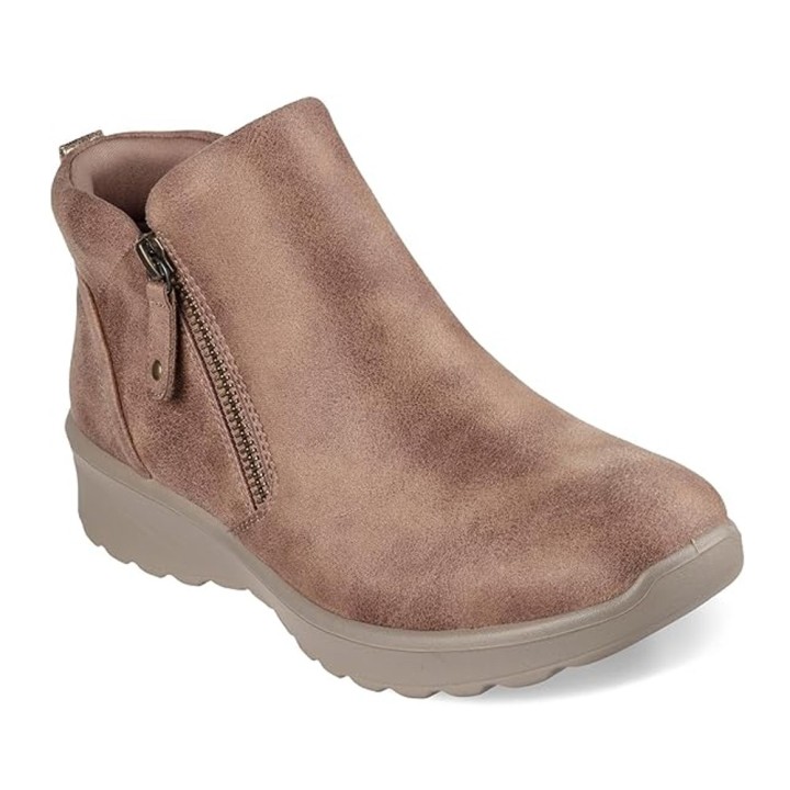 Botines Planos Skechers Fall In Bloom Mujer Taupe