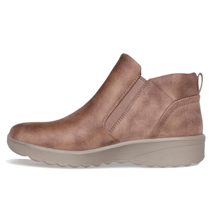 Botines Planos Skechers Fall In Bloom Mujer Taupe