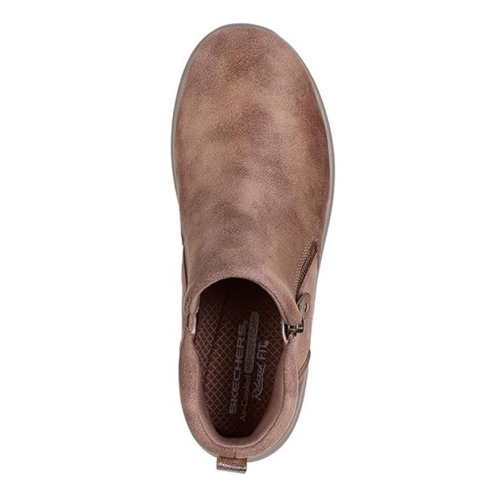 Botines Planos Skechers Fall In Bloom Mujer Taupe