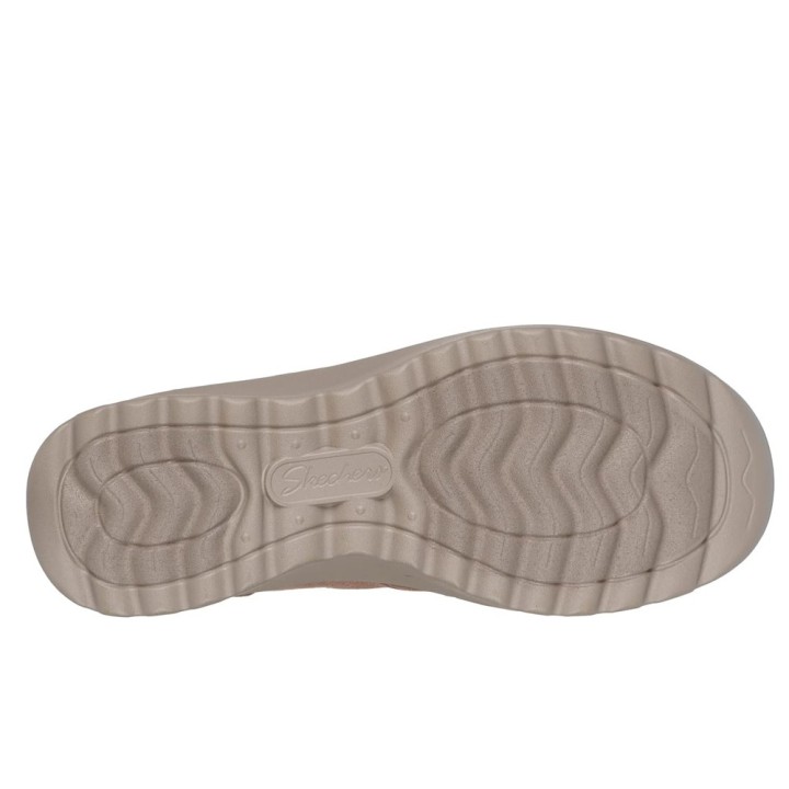Botines Planos Skechers Fall In Bloom Mujer Taupe