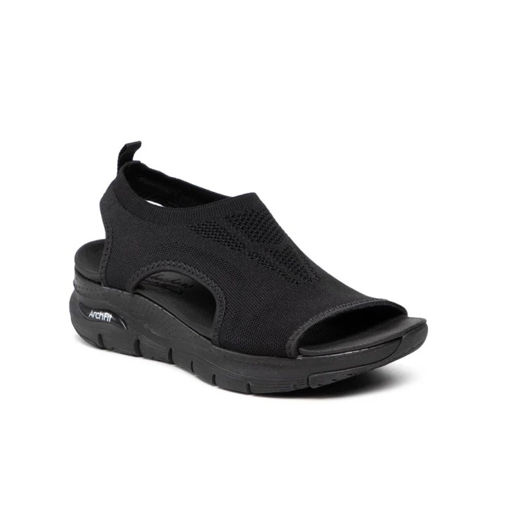 Sandalias Planas Mujer Skechers 119236 Negro-negro
