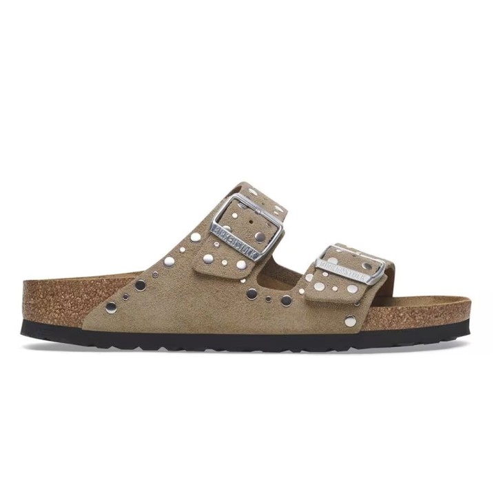 Sandalias Planas Mujer Birkenstock Arizona Rivet Taupe