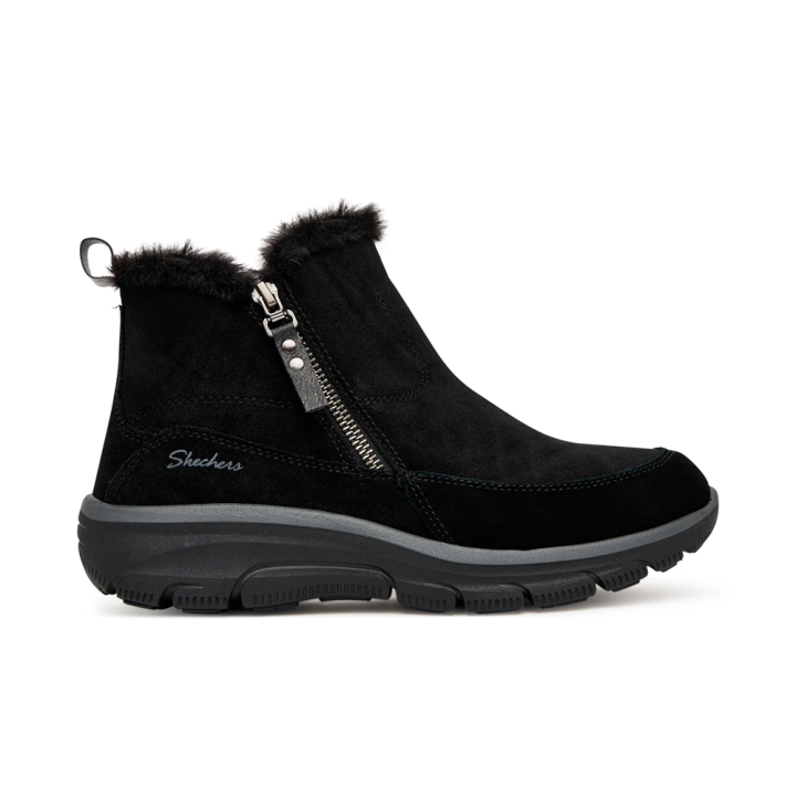 Botines Planos Mujer Skechers Easy Going - High Zip 2 Negro-Negro