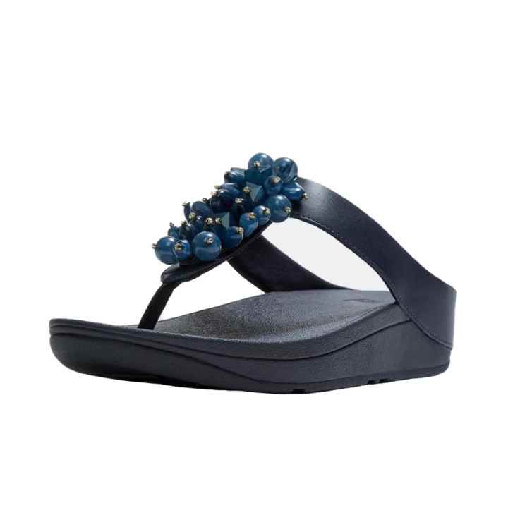 Sandalias Planas Mujer Fitflop Fino Bead-Cluster Marino