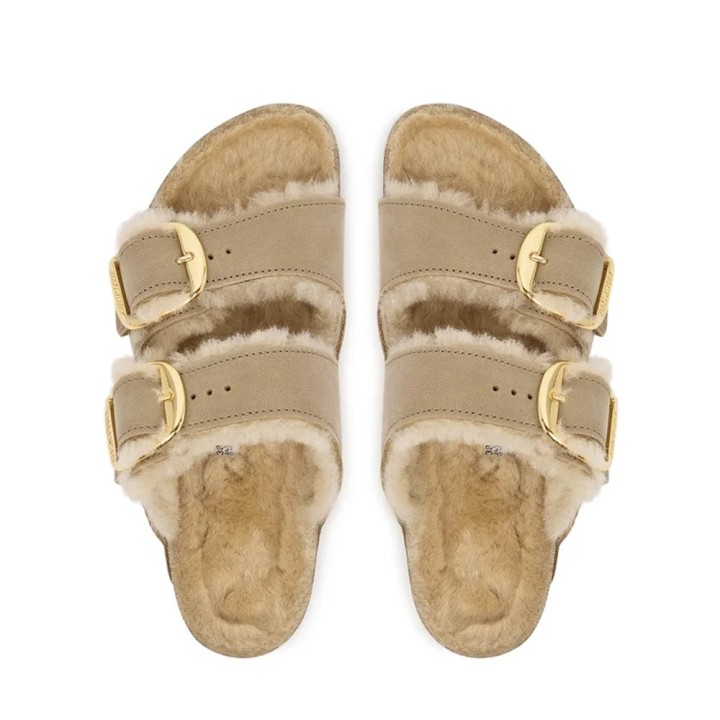 Sandalias Planas Mujer Birkenstock Arizona Shearlg Marron