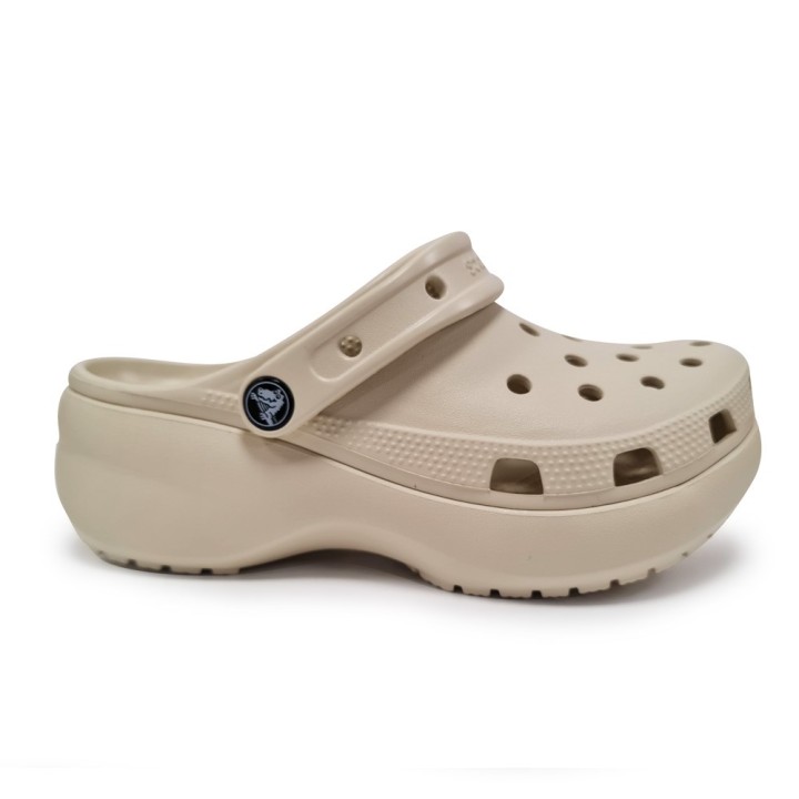 Sandalias Planas Mujer Crocs Classic Platform Clog W Beig