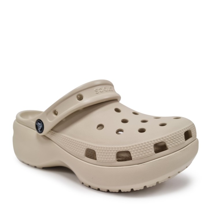 Sandalias Planas Mujer Crocs Classic Platform Clog W Beig
